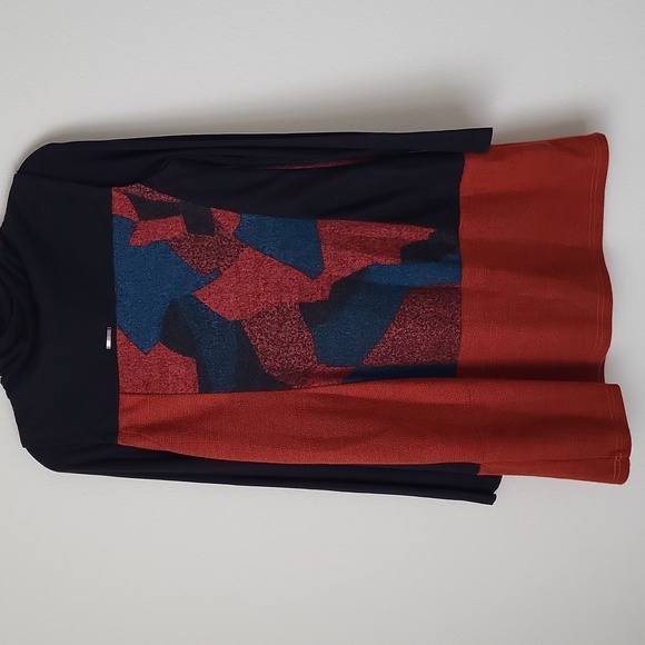 Cfait Pour Vous Paris Burnt Orange Sweater dress Geometric Cowl neckline - Picture 9 of 13